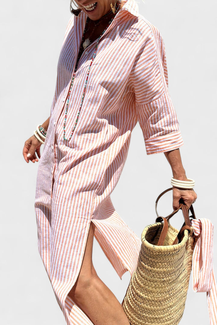 BEA | Elegant Striped Shirt Dress