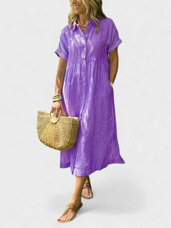 FLORA | Striped shirt dress with pockets