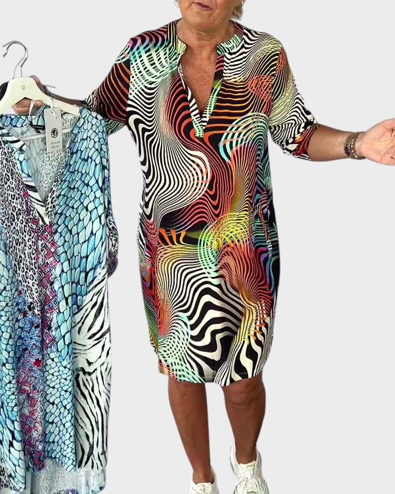 LALUNA | Colorful Dress with V-Neck