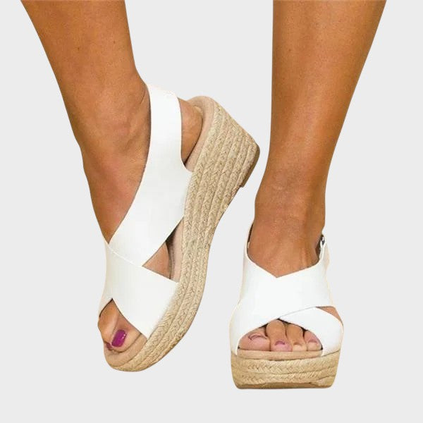 Poppy  | Stylish Low-Heeled Sandals with Cross Straps