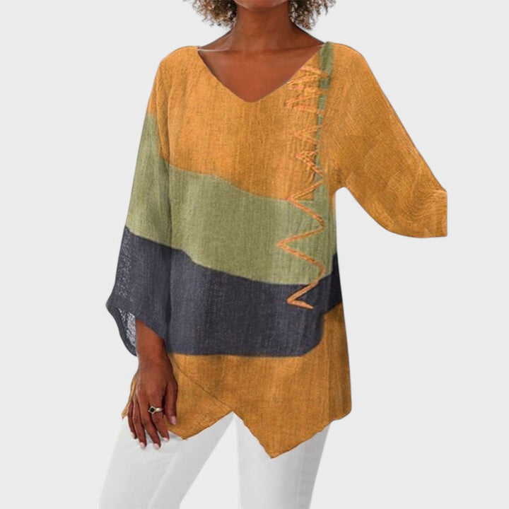 CLEA | Artistic V-neck Blouse