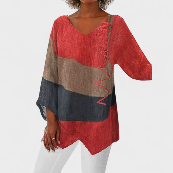 CLEA | Artistic V-neck Blouse