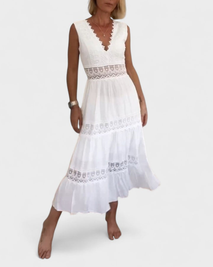 ELEANOR | Sleeveless midi dress with lace details