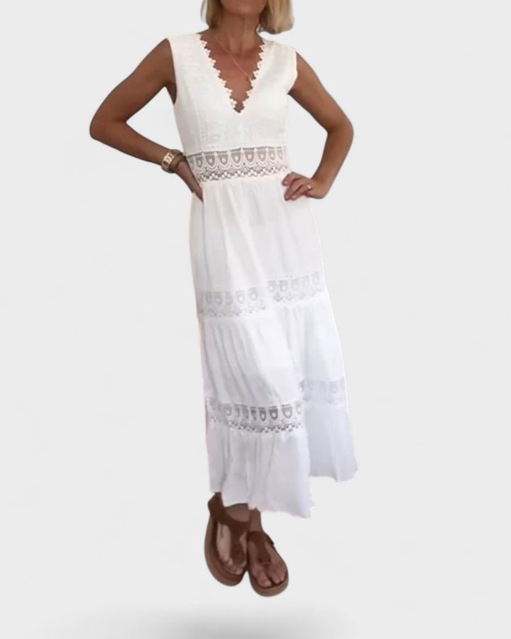 ELEANOR | Sleeveless midi dress with lace details