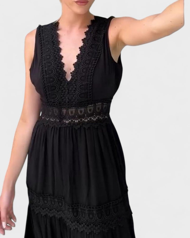 ELEANOR | Sleeveless midi dress with lace details