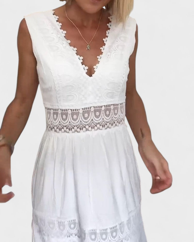 ELEANOR | Sleeveless midi dress with lace details