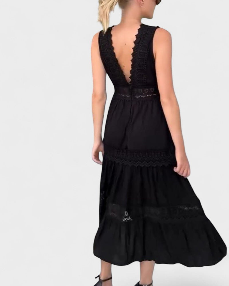 ELEANOR | Sleeveless midi dress with lace details