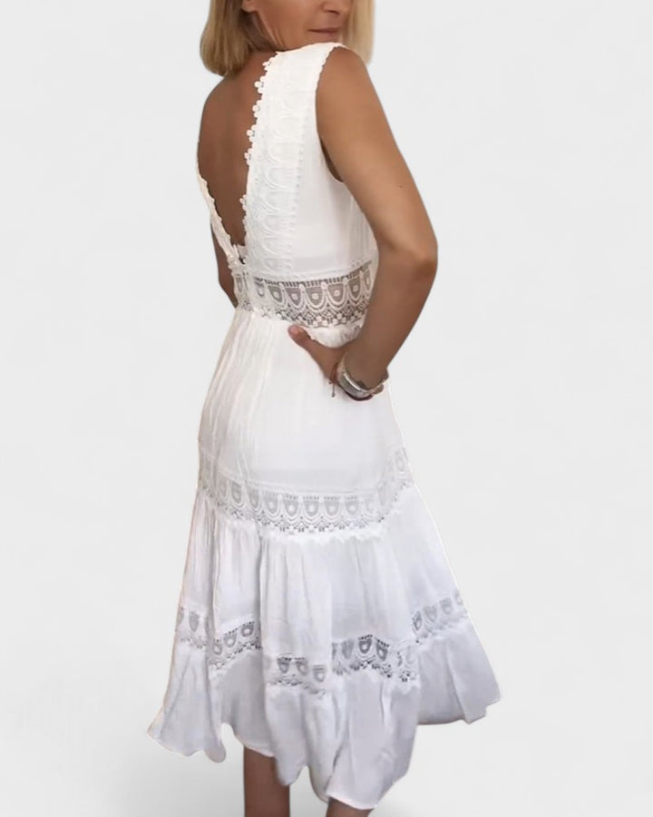 ELEANOR | Sleeveless midi dress with lace details