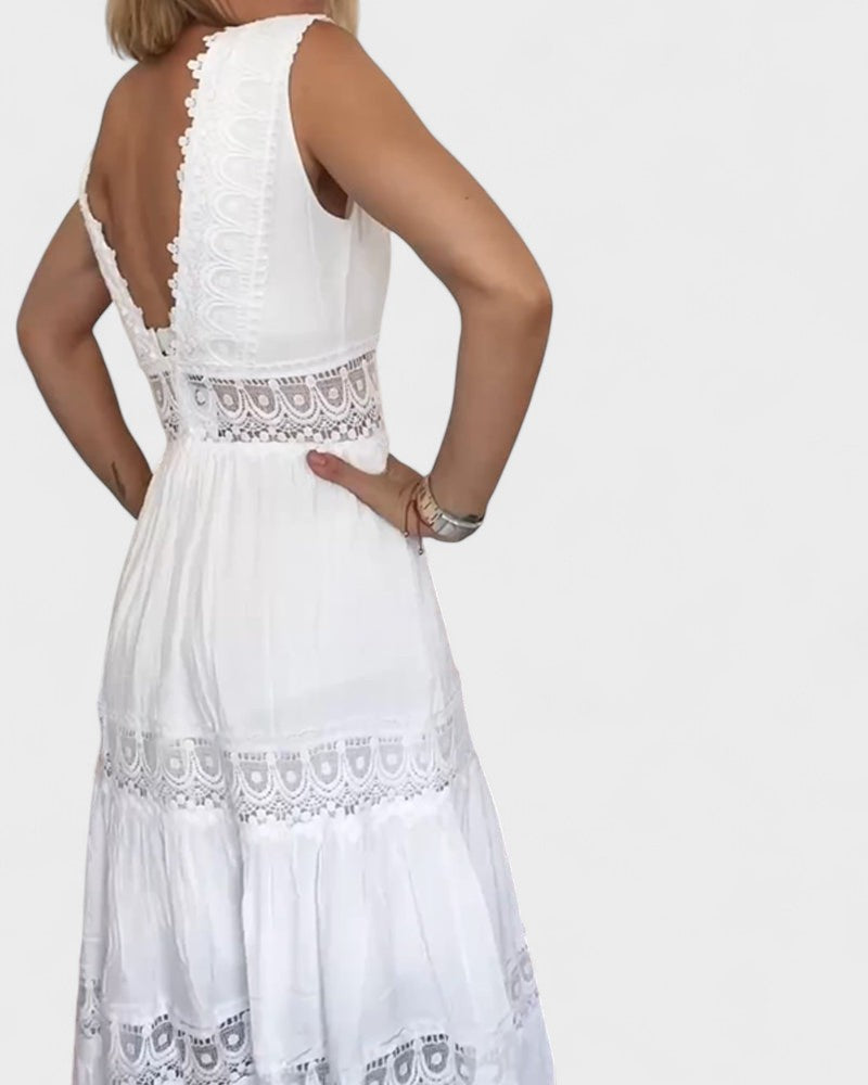ELEANOR | Sleeveless midi dress with lace details