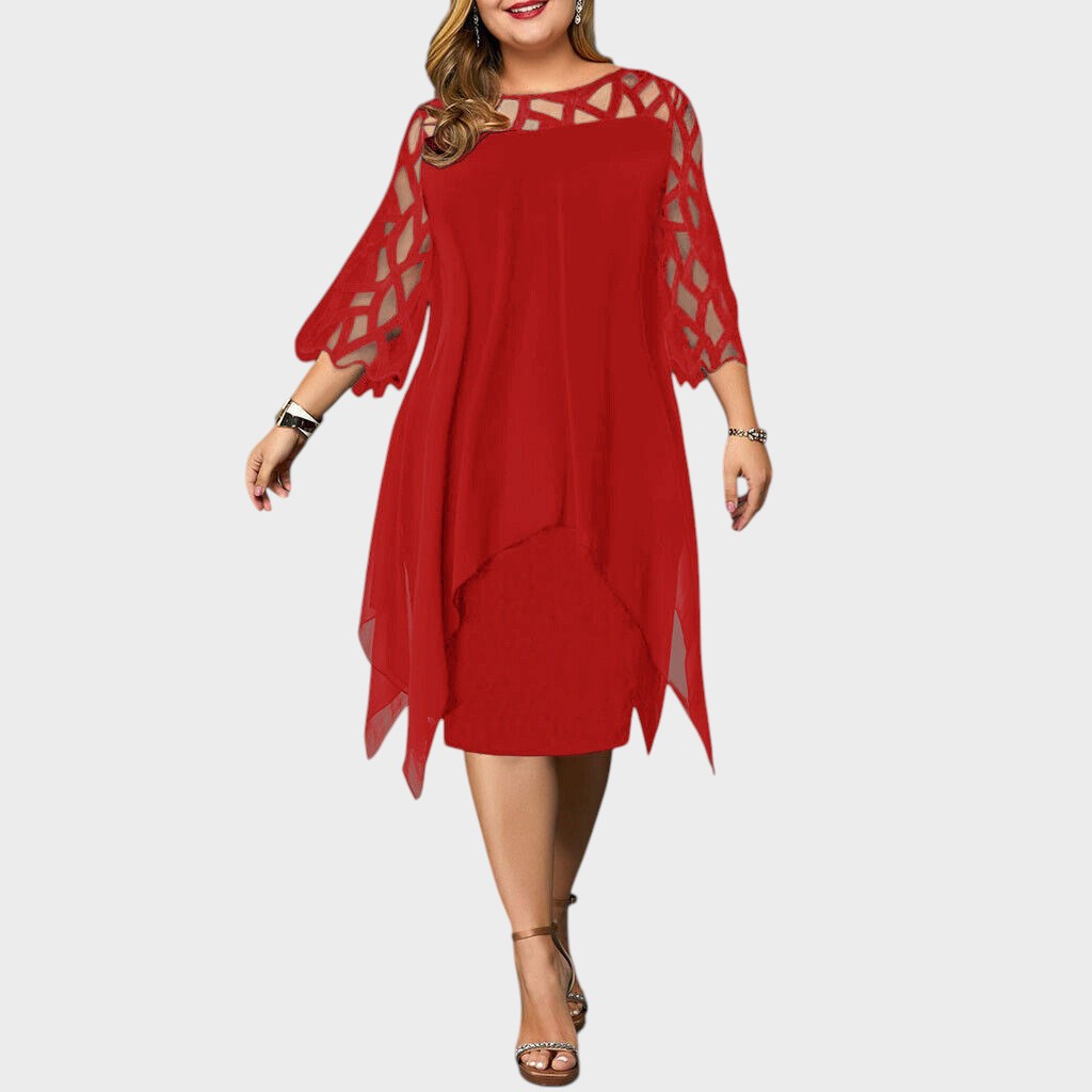 Freja® | Chic Plus Size Midi Dress for Modern Women