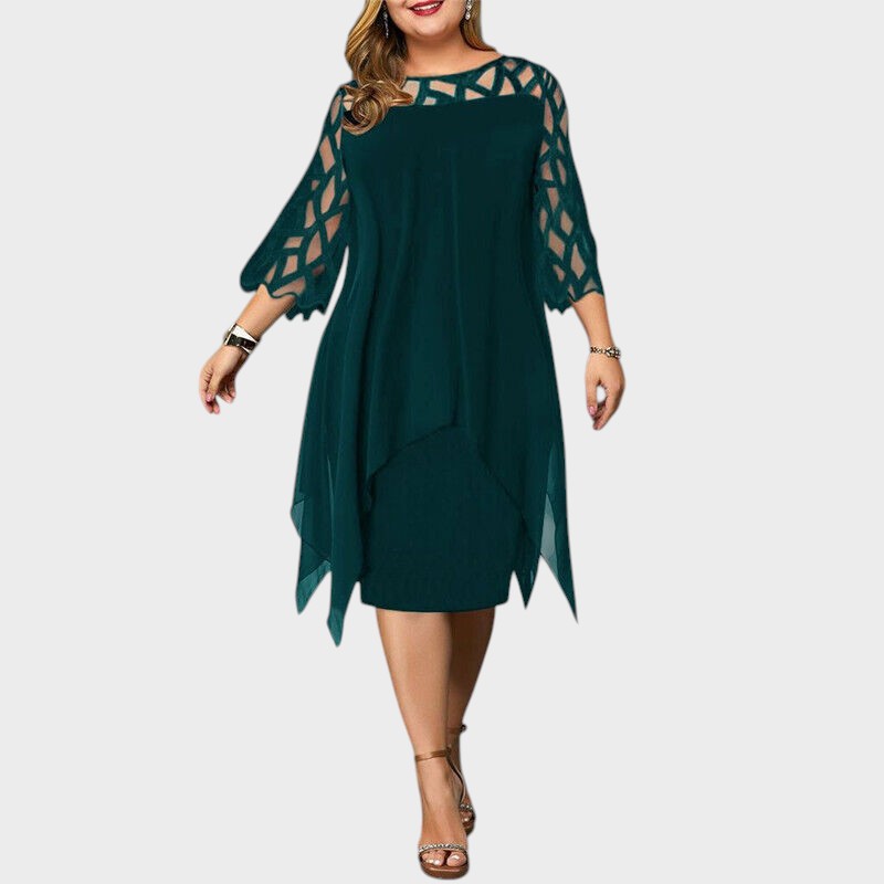 Freja® | Chic Plus Size Midi Dress for Modern Women
